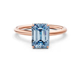 Rose gold Fancy Blue Emerald  Solitaire Diamond Ring with a Classic Band and Four-Prong Setting 1