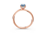 Rose gold Fancy Blue Emerald  Solitaire Diamond Ring with a Classic Band and Four-Prong Setting 4
