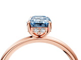 Rose gold Fancy Blue Emerald  Solitaire Diamond Ring with a Classic Band and Four-Prong Setting 5