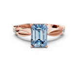 Rose gold Fancy Blue Emerald  Solitaire Diamond Twisted Band with Four-Prong Setting_79