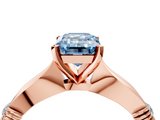 Rose gold Fancy Blue Emerald  Solitaire Diamond Twisted Band with Four-Prong Setting_83