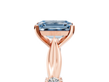 Rose gold Fancy Blue Emerald  Solitaire Diamond Twisted Band with Four-Prong Setting_84