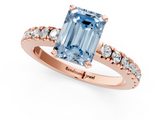 Rose gold Fancy Blue Emerald  Solitaire Diamond with Pavé Band and Four-Prong Setting_50