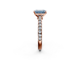 Rose gold Fancy Blue Emerald  Solitaire Diamond with Pavé Band and Four-Prong Setting_51