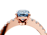 Rose gold Fancy Blue Emerald  Solitaire Diamond with Pavé Band and Four-Prong Setting_53