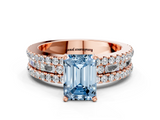 Rose gold Fancy Blue Emerald  Solitaire Diamond with Pave and Channel Set Band_61