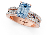 Rose gold Fancy Blue Emerald  Solitaire Diamond with Pave and Channel Set Band_62