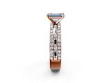 Rose gold Fancy Blue Emerald  Solitaire Diamond with Pave and Channel Set Band_63