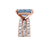 Rose gold Fancy Blue Emerald  Solitaire Diamond with Pave and Channel Set Band_66