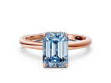 Rose gold Fancy Blue Emerald  Solitaire Engagement Ring with Cathedral Band and Four-Prong Setting_21