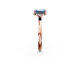 Rose gold Fancy Blue Emerald  Solitaire Engagement Ring with Cathedral Band and Four-Prong Setting_23