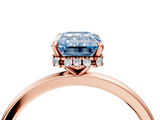 Rose gold Fancy Blue Emerald  Solitaire Engagement Ring with Cathedral Band and Four-Prong Setting_25