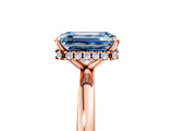 Rose gold Fancy Blue Emerald  Solitaire Engagement Ring with Cathedral Band and Four-Prong Setting_26
