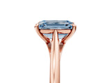 Rose gold Fancy Blue Emerald  Solitaire Engagement Ring with Four-Prong Setting and Classic Band 1
