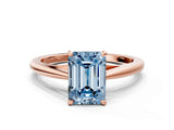 Rose gold Fancy Blue Emerald  Solitaire Engagement Ring with Four-Prong Setting and Classic Band 2