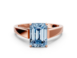 Rose gold Fancy Blue Emerald  Solitaire Engagement Ring with Four-Prong Setting and Tapered Band_3