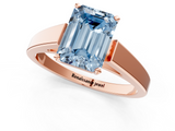 Rose gold Fancy Blue Emerald  Solitaire Engagement Ring with Four-Prong Setting and Tapered Band_4