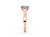Rose gold Fancy Blue Emerald  Solitaire Engagement Ring with Four-Prong Setting and Tapered Band_5