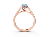 Rose gold Fancy Blue Emerald  Solitaire Engagement Ring with Four-Prong Setting and Tapered Band_6