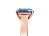 Rose gold Fancy Blue Emerald  Solitaire Engagement Ring with Four-Prong Setting and Tapered Band_8