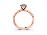 Rose gold Fancy Blue Emerald  Solitaire Engagement Ring with Scrollwork Band and Four-Prong Setting_119