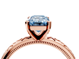 Rose gold Fancy Blue Emerald  Solitaire Engagement Ring with Scrollwork Band and Four-Prong Setting_120