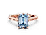 Rose gold Fancy Blue Emerald  Solitaire Engagement Ring with Six-Prong Setting and Classic Band 1