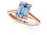 Rose gold Fancy Blue Emerald  Solitaire Engagement Ring with Six-Prong Setting and Classic Band 2