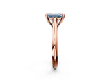 Rose gold Fancy Blue Emerald  Solitaire Engagement Ring with Six-Prong Setting and Classic Band 3