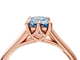 Rose gold Fancy Blue Emerald  Solitaire Engagement Ring with Six-Prong Setting and Classic Band 5