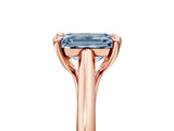 Rose gold Fancy Blue Emerald  Solitaire Engagement Ring with Six-Prong Setting and Classic Band