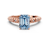 Rose gold Fancy Blue Emerald  Solitaire Floral Milgrain Engagement Ring_53