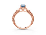 Rose gold Fancy Blue Emerald  Solitaire Floral Milgrain Engagement Ring_56