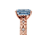 Rose gold Fancy Blue Emerald  Solitaire Floral Milgrain Engagement Ring_58