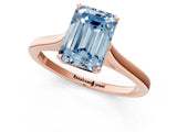 Rose gold Fancy Blue Emerald  Solitaire Heart Prong Engagement Ring with Tapered Band_56