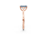Rose gold Fancy Blue Emerald  Solitaire Heart Prong Engagement Ring with Tapered Band_57