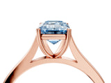 Rose gold Fancy Blue Emerald  Solitaire Heart Prong Engagement Ring with Tapered Band_59