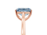 Rose gold Fancy Blue Emerald  Solitaire Heart Prong Engagement Ring with Tapered Band_60