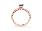 Rose gold Fancy Blue Emerald  Solitaire Marquise Side Stone Prong Setting Ring_47