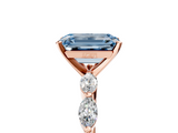Rose gold Fancy Blue Emerald  Solitaire Marquise Side Stone Prong Setting Ring_49