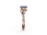 Rose gold Fancy Blue Emerald  Solitaire Marquise Twist Band with Six-Prong Setting_66