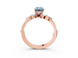 Rose gold Fancy Blue Emerald  Solitaire Marquise Twist Band with Six-Prong Setting_67