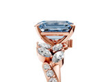 Rose gold Fancy Blue Emerald  Solitaire Marquise Twist Band with Six-Prong Setting_69