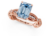 Rose gold Fancy Blue Emerald  Solitaire Milgrain Diamond Engagement Ring with Bezel and Marquise Band_144