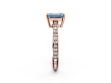 Rose gold Fancy Blue Emerald  Solitaire Pavé Band Prong Setting Ring_22
