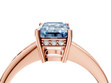 Rose gold Fancy Blue Emerald  Solitaire Pavé Band Prong Setting Ring_24