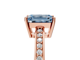 Rose gold Fancy Blue Emerald  Solitaire Pavé Band Prong Setting Ring_25
