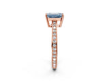 Rose gold Fancy Blue Emerald  Solitaire Pavé Band Prong Setting Ring_50