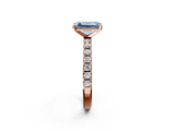 Rose gold Fancy Blue Emerald  Solitaire Pavé Band with Four-Prong Setting_141