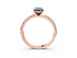 Rose gold Fancy Blue Emerald  Solitaire Pavé Band with Four-Prong Setting_142